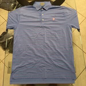 Fennec Blue Pink Stripe Golf Polo Shirt Men’s Medium
